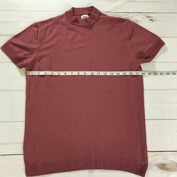 Zara Womens Maroon Short Hem Top Size Medium - Picture 6 of 6